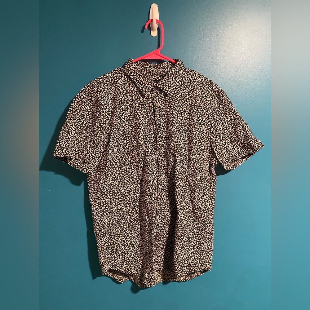 John Varvatos Flower Black and White Casual Shirt